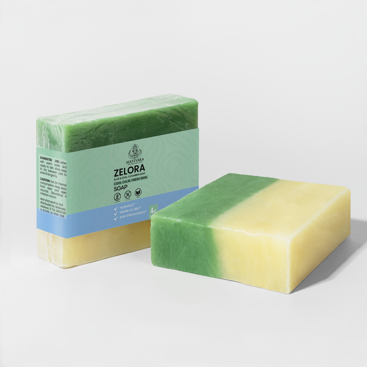 Zelora Aloe & Cool Cucumber Cleansing Bar |Sensitive Skin | 4 oz